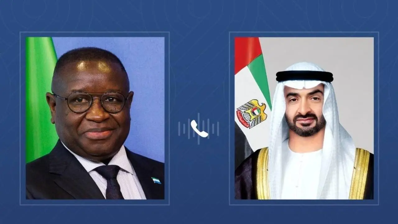 محمد بن زايد يبحث مستجدات التصعيد العسكري في المنطقة مع رئيس سيراليون